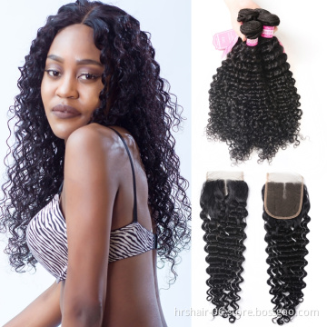 Best Price Top Quality Virgin Indian Hair Lace Closure Hair deep wave bundles with  lace closure